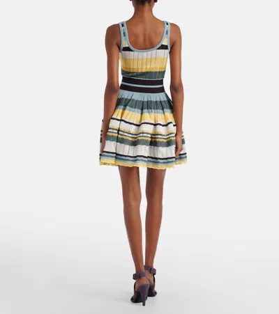 Alaïa Womens Scoop-neck Crinoline Ribbed-knit Mini Dress Multicolor Jaune In Multi