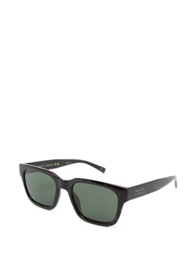 Gucci Web Stripe Square-frame Sunglasses In Green