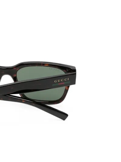 Gucci Web Stripe Square-frame Sunglasses In Green