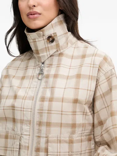 Barbour Myshall Spread-collar Cropped Jacket In Brown