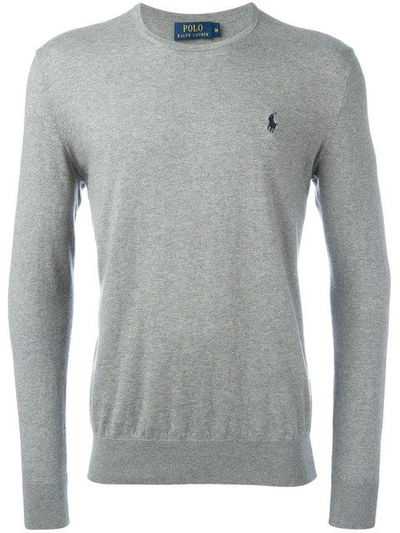 Polo Ralph Lauren Embroidered Logo Jumper In Grey