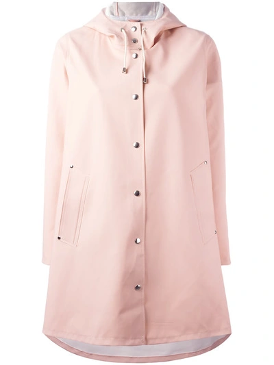 Stutterheim Mosebacke Waterproof A-line Hooded Raincoat In Open Pink