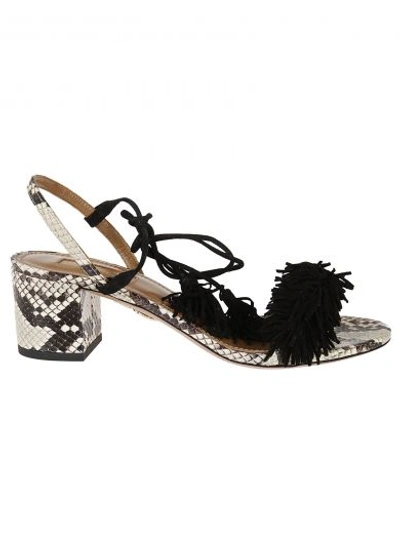 Shop Aquazzura Snakeskin Wild Thing Sandals In Shiny