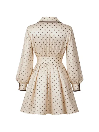 Zimmermann Belted Polka-dot Silk-satin Mini Shirt Dress In Neutral