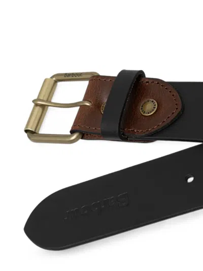 Barbour Logo-debossed Leather Belt In Black