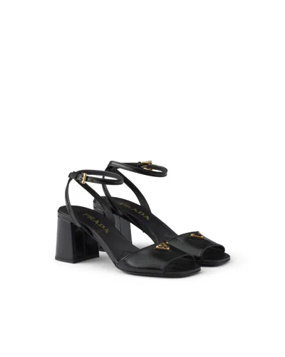 Prada Leather Sandals In Black