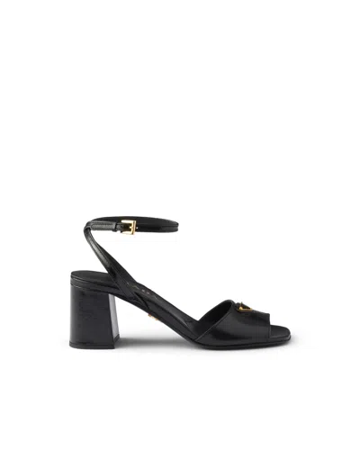 Prada Leather Sandals In Black