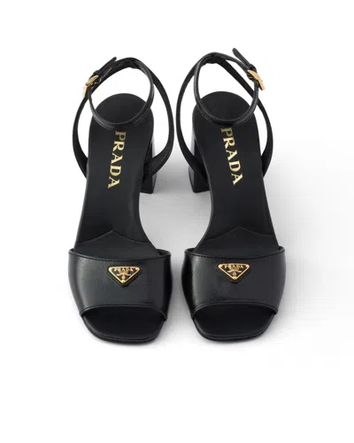 Prada Leather Sandals In Black