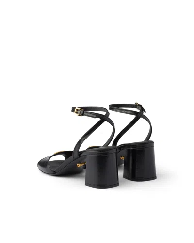 Prada Leather Sandals In Black