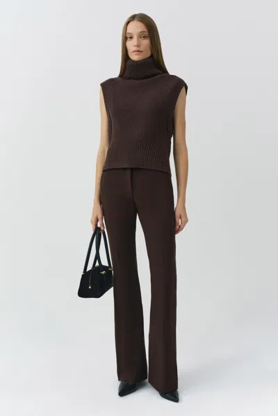 Simkhai Maple Turtleneck Ribbed Top In Brown