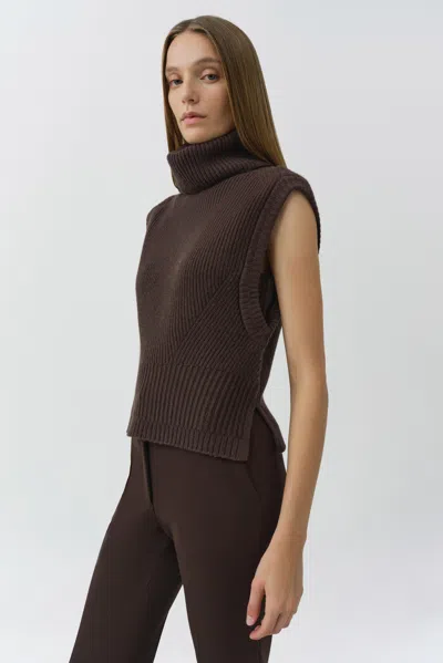 Simkhai Maple Turtleneck Ribbed Top In Brown
