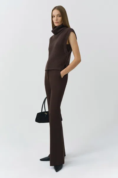 Simkhai Maple Turtleneck Ribbed Top In Brown