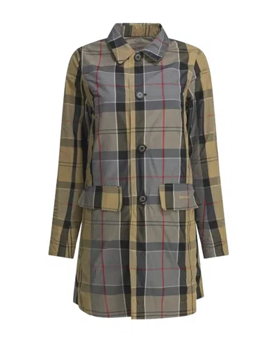 Barbour Babbity Reversible Check-pattern Trench Coat In Brown