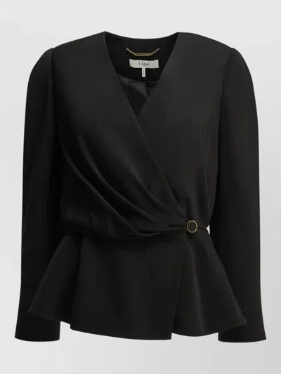 Chloé Draped Top Gold Tone Hardware Peplum In Purple