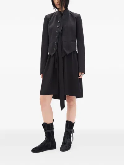 Ann Demeulemeester 타이 디테일 미디 드레스 In Black