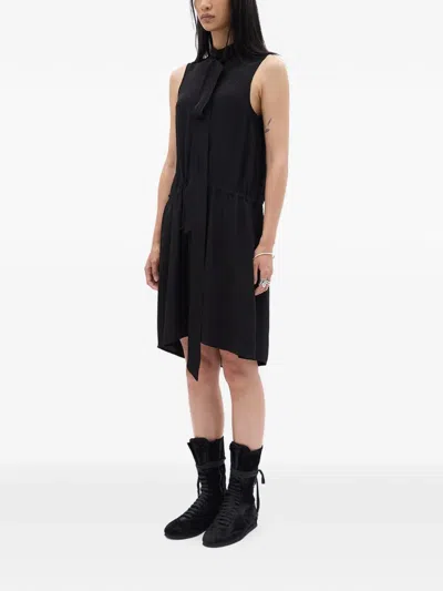 Ann Demeulemeester 타이 디테일 미디 드레스 In Black