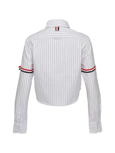 Thom Browne Cropped Button Down Shirt In White