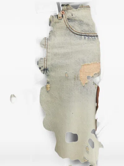 Kenzo Distressed Bleached-effect Jeans In Blue