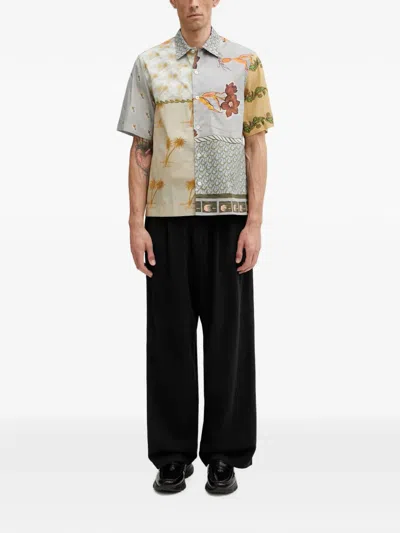 Paul Smith Textile Patchwork Muted Tones Casual Shirt In Multi