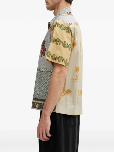Paul Smith Textile Patchwork Muted Tones Casual Shirt In Multi