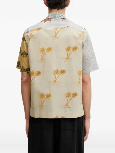 Paul Smith Textile Patchwork Muted Tones Casual Shirt In Multi