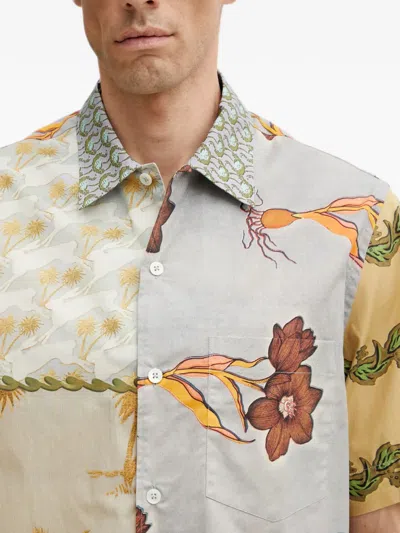 Paul Smith Textile Patchwork Muted Tones Casual Shirt In Multi