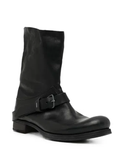 Ma+ Buckle-strap Biker Boots In Black
