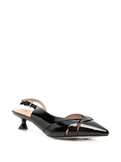 Keys Crossover-strap Slingback Pumps In Black