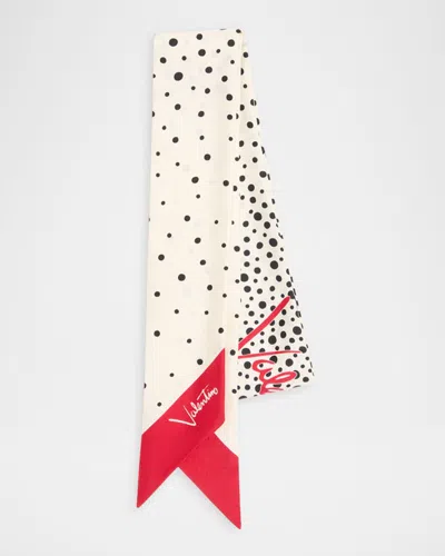 Valentino Off-white Little Star Starry Polka Dot Scarves In Neutral