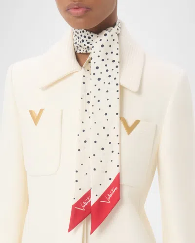 Valentino Off-white Little Star Starry Polka Dot Scarves In Neutral