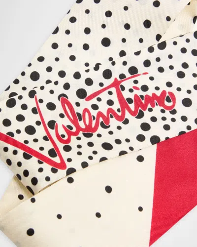 Valentino Off-white Little Star Starry Polka Dot Scarves In Neutral