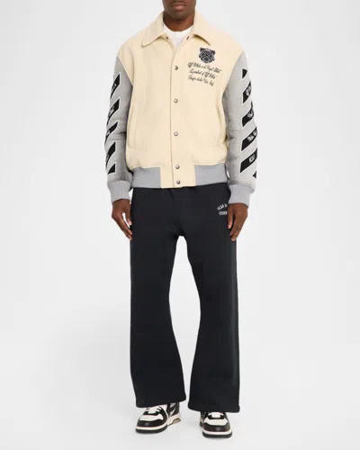 Off-white Logo-embroidered Varsity Jacket In Neutral
