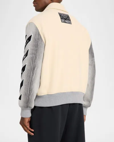 Off-white Logo-embroidered Varsity Jacket In Neutral