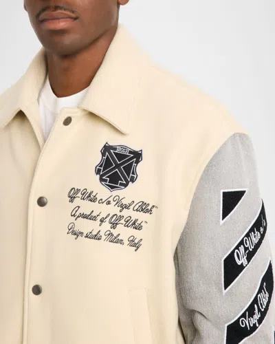 Off-white Logo-embroidered Varsity Jacket In Neutral