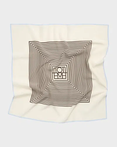 Totême Centered Monogram Silk Scarf Macadamia In Neutral