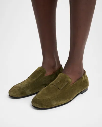 Givenchy Label Loafers In Suede In Brown