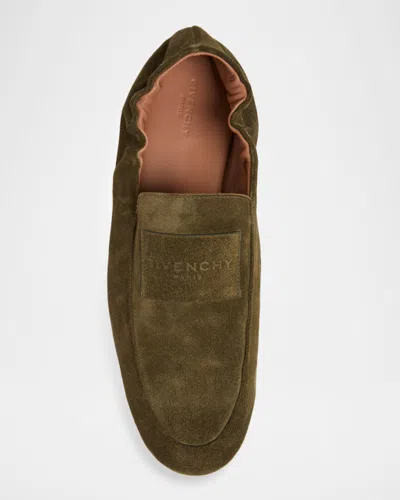 Givenchy Label Loafers In Suede In Brown