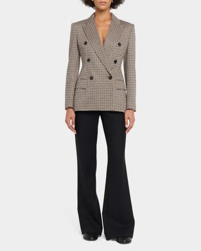 Max Mara Wool Houndstooth Double-breasted Jacket In Brown