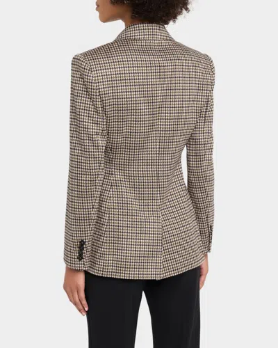 Max Mara Wool Houndstooth Double-breasted Jacket In Brown