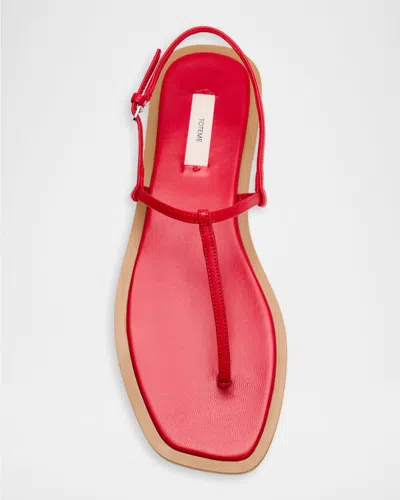 Totême Purist T-strap Nappa Leather Sandals In Red