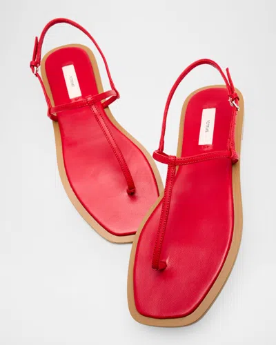 Totême Purist T-strap Nappa Leather Sandals In Red