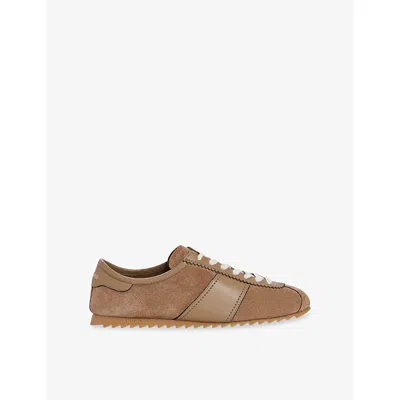 Sandro Leather And Suede Low-top Sneakers In Brown