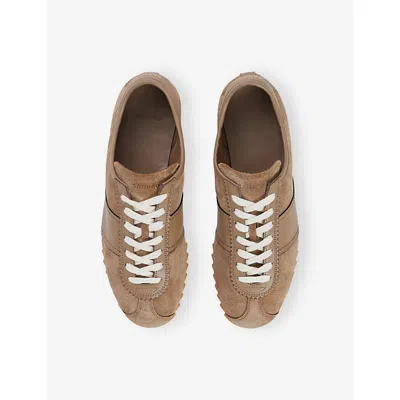 Sandro Leather And Suede Low-top Sneakers In Brown
