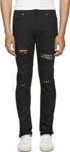 Saint Laurent Black Studded Low Waisted Skinny Jeans