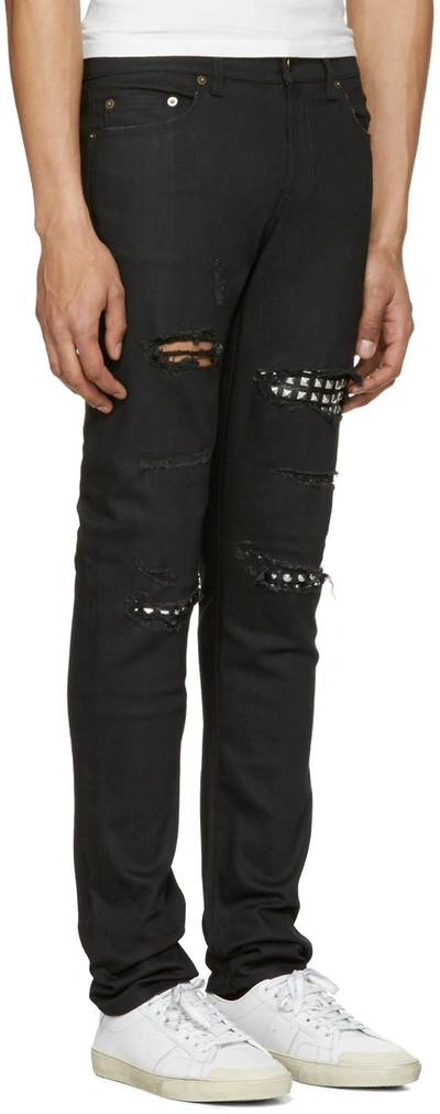 Saint Laurent Black Studded Low Waisted Skinny Jeans