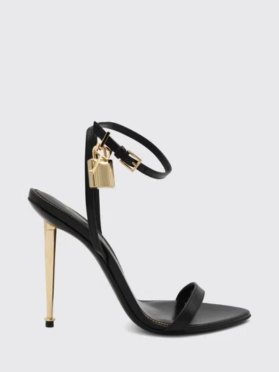 Tom Ford Paintdlock Pointed-toe Buckle Sandals With Signature Metal Heel In Black