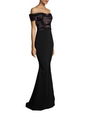 Rene Ruiz Off-The-Shoulder Mermaid Gown In Black | ModeSens