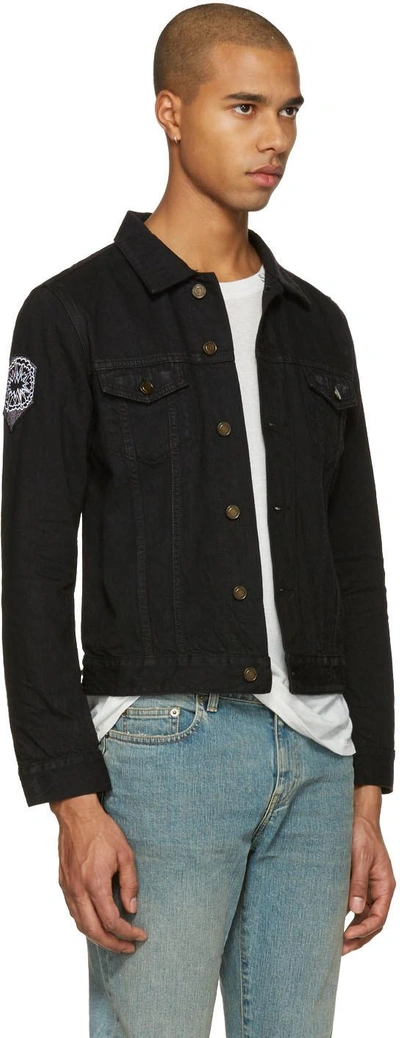 Shop Saint Laurent Black Denim Patch Jacket