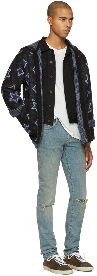 Shop Saint Laurent Black Denim Patch Jacket