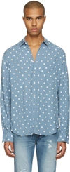 SAINT LAURENT Blue Polka Dot Shirt